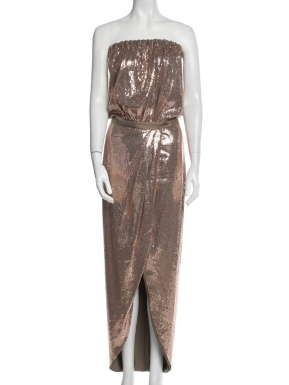 $900 Tibi Sequin Strapless Rose Gold Dress US XS